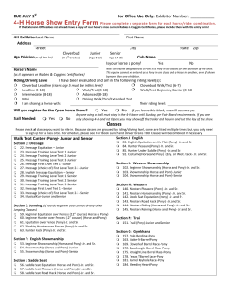 4-H Horse Show Entry Form DUE JULY 1 For Office Use Only: