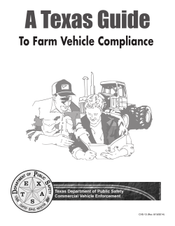A Texas Guide To Farm Vehicle Compliance CVE-13 (Rev. 8/19/2014)