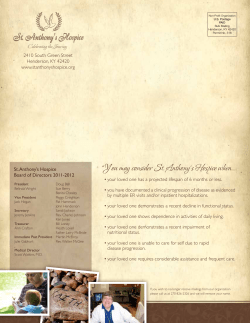 &ldquo;You may consider St. Anthony&rsquo;s Hospice when&hellip;. Celebrating the Journey