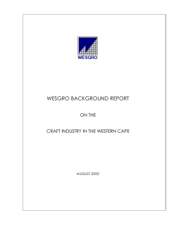 WESGRO BACKGROUND REPORT  ON THE CRAFT INDUSTRY IN THE WESTERN CAPE