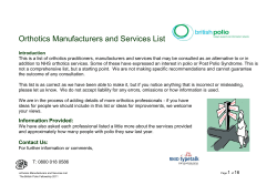 Orthotics Manufacturers and Services List