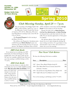 Spring 2010 Club Meeting Sunday, April 25 — 7 p.m.