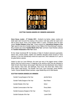 SCOTTISH FASHION AWARDS 2013 WINNERS ANNOUNCED
