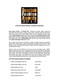SCOTTISH FASHION AWARDS 2013 WINNERS ANNOUNCED