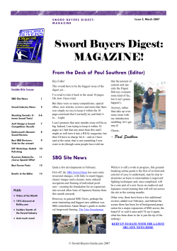 Sword Buyers Digest: MAGAZINE! From the Desk of Paul Southren (Editor)