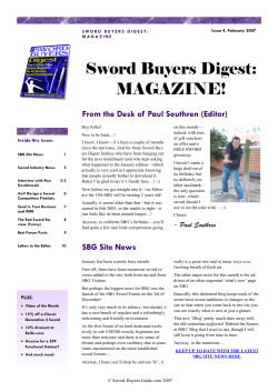 Sword Buyers Digest: MAGAZINE! From the Desk of Paul Southren (Editor)