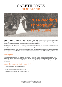 2014 Wedding Photography Price Guide GARETH JONES