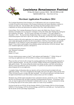 Louisiana Renaissance Festival Merchant Application Procedures 2014
