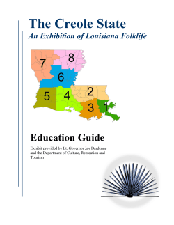 The Creole State Education Guide An Exhibition of Louisiana Folklife