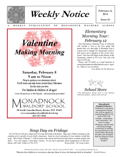Weekly Notice Elementary Morning Tour: February 12