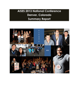 AISES 2013 National Conference Denver, Colorado Summary Report