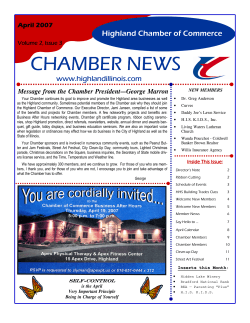CHAMBER NEWS Highland Chamber of Commerce www.highlandillinois.com April 2007