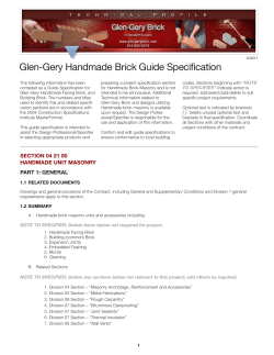 Glen-Gery Handmade Brick Guide Specification