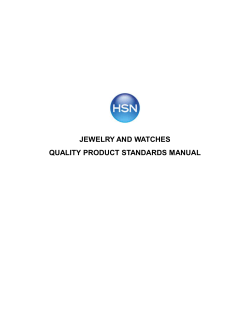 JEWELRY AND WATCHES QUALITY PRODUCT STANDARDS MANUAL