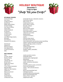 HOLIDAY BOUTIQUE  “Shop „til you Drop!” December 5