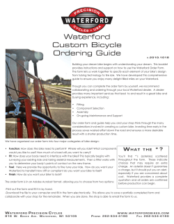 Waterford Custom Bicycle Ordering Guide