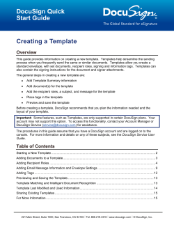 DocuSign Quick Start Guide Creating a Template Overview