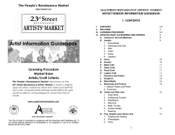 The People’s Renaissance Market 23rd STREET RENAISSANCE ARTISTS’ MARKET ARTIST/VENDOR INFORMATION GUIDEBOOK