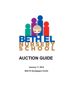 AUCTION GUIDE  January 11, 2014 Beth El Synagogue Center