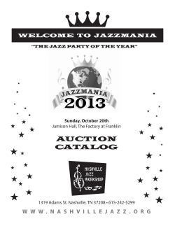 AUCTION CATALOG W W W . N A S H V I... WELCOME  TO  JAZZMANIA