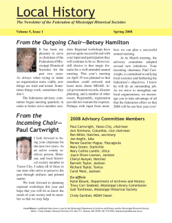 Local History From the Outgoing Chair