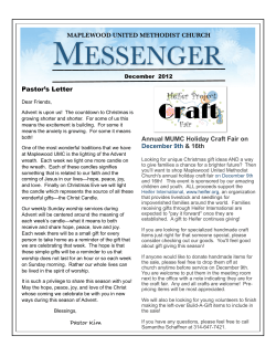 M ESSENGER MAPLEWOOD UNITED METHODIST CHURCH Pastor’s Letter