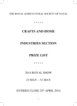 CRAFTS AND HOME INDUSTRIES SECTION PRIZE LIST 2014 ROYAL SHOW