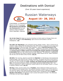 Russian Waterways Destinations with Donica!  August 16– 28, 2012