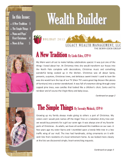 Wealth Builder  A New Tradition In this Issue: