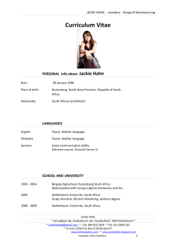 Curriculum Vitae Jackie Hahn PERSONAL  info about