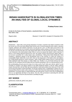 INDIAN HANDICRAFTS IN GLOBALIZATION TIMES: AN ANALYSIS OF GLOBAL-LOCAL DYNAMICS