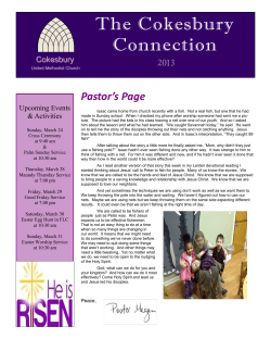 The Cokesbury Connection Pastor’s Page 2013