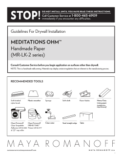MEDITATIONS OHM™ Handmade Paper (MR-LK-2 series) Guidelines For Drywall Installation