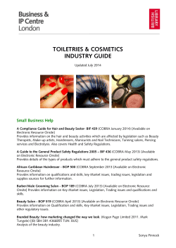 TOILETRIES &amp; COSMETICS INDUSTRY GUIDE Small Business Help