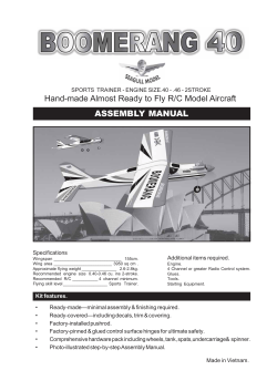 Hand-made Almost Ready to Fly R/C Model Aircraft ASSEMBLY MANUAL Specifications