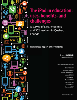 The iPad in education: uses, benefits, and challenges A survey of 6,057 students