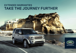 TAKE THE JOURNEY FURTHER EXTENDED WARRANTIES ABOVE AND BEYOND