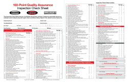 160-Point Quality Assurance Inspection Check Sheet Inspection Check Sheet number: