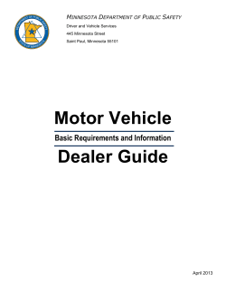 Motor Vehicle Dealer Guide Basic Requirements and Information