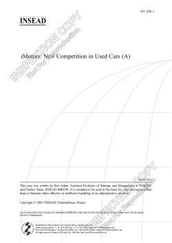 INSPECTION COPY INSEAD Not For Reproduction iMotors: New Competition in Used Cars (A)