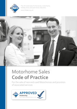 Motorhome Sales Code of Practice APPROVED