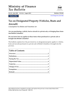 Ministry of Finance Tax Bulletin Tax on Designated Property (Vehicles, Boats and Aircraft)