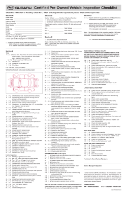 Certified Pre-Owned Vehicle Inspection Checklist Check the Section E