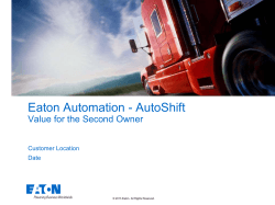 Eaton Automation - AutoShift Value for the Second Owner Customer Location Date