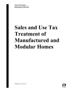 Sales and Use Tax Treatment of Manufactured and Modular Homes