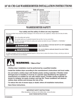 24&#34; (61 CM) GAS WASHER/DRYER INSTALLATION INSTRUCTIONS Table of Contents