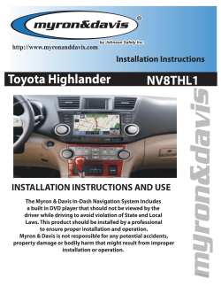 Toyota Highlander NV8THL1 INSTALLATION INSTRUCTIONS AND USE Installation Instructions