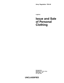 Issue and Sale of Personal Clothing UNCLASSIFIED