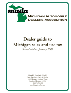 Dealer guide to Michigan sales and use tax Michigan Automobile Dealers Association