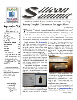 September ’13 Contents Testing Google’s Chromecast for Apple Users